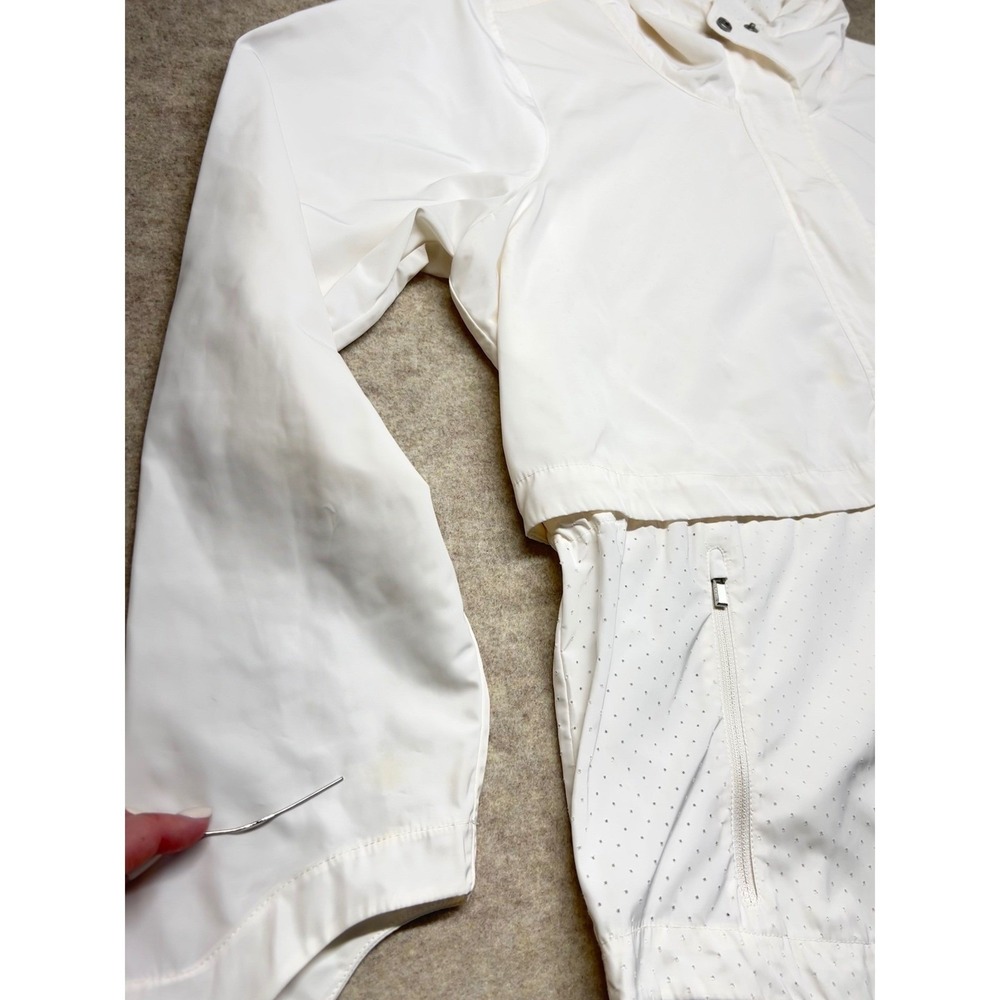 Athleta Windbreaker Jacket Women XL White Good Hooded Perforated Ventilated Back - Picture 11 of 12